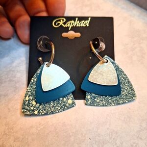 Raphael Blue and Gold Patterned Earrings
